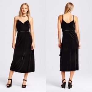 Target Who What Wear Black Velvet Wrap Maxi Dress